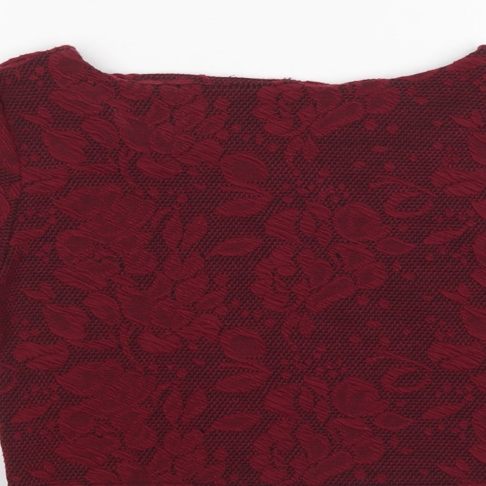 Love Womens Purple Floral  Basic Blouse Size 10