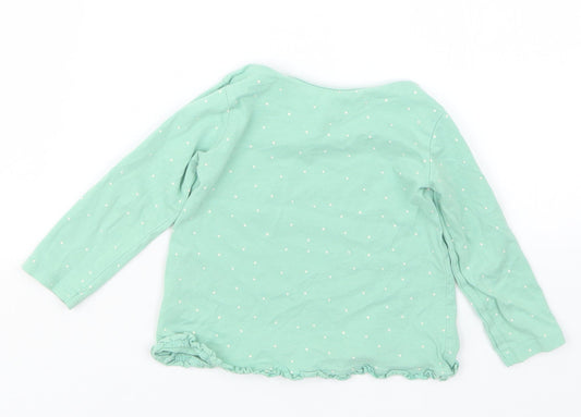 George Girls Green Polka Dot  Basic T-Shirt Size 18-24 Months