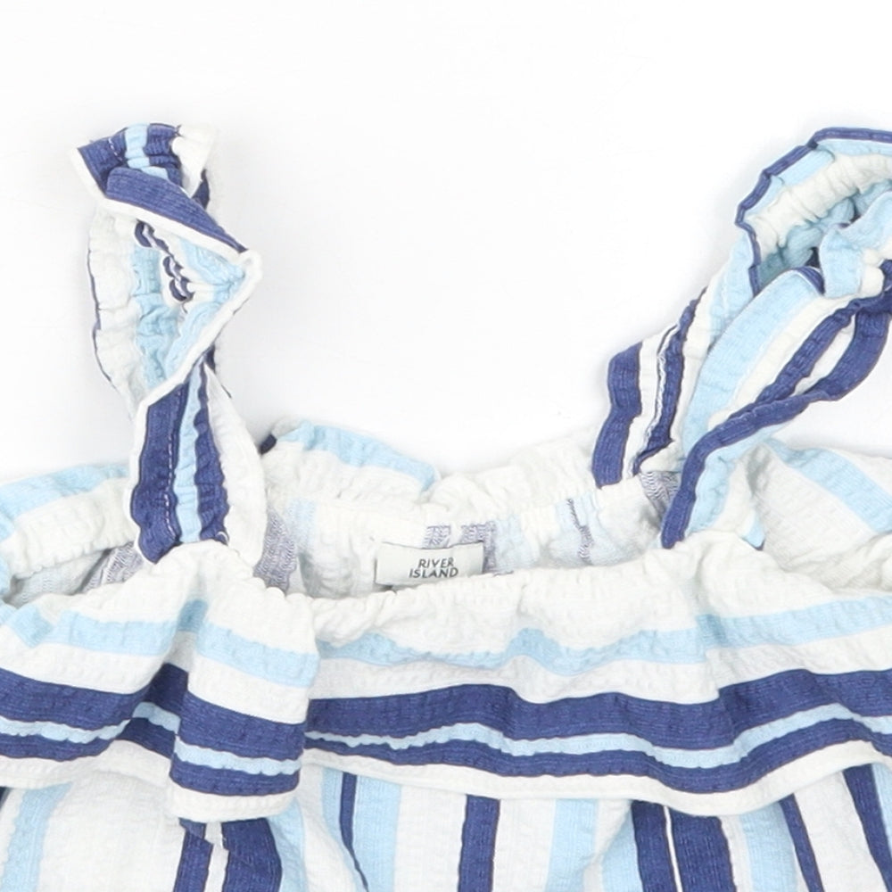 River Island Girls Blue Striped  Basic Tank Size 9-10 Years