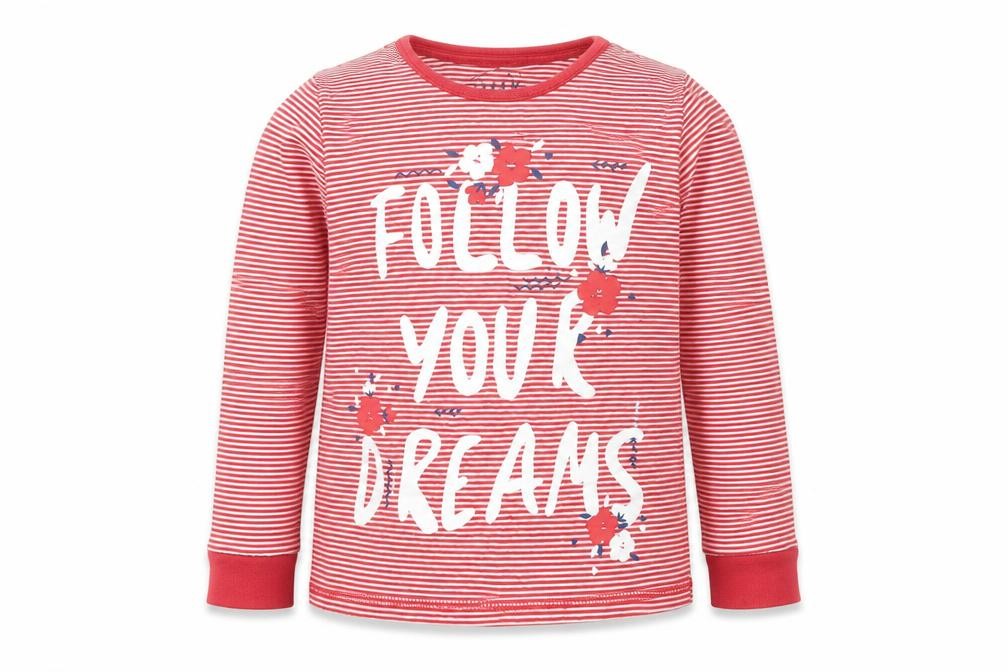 Mothercare Girls Red Striped  Basic T-Shirt Size 5-6 Years  - Follow Your Dreams
