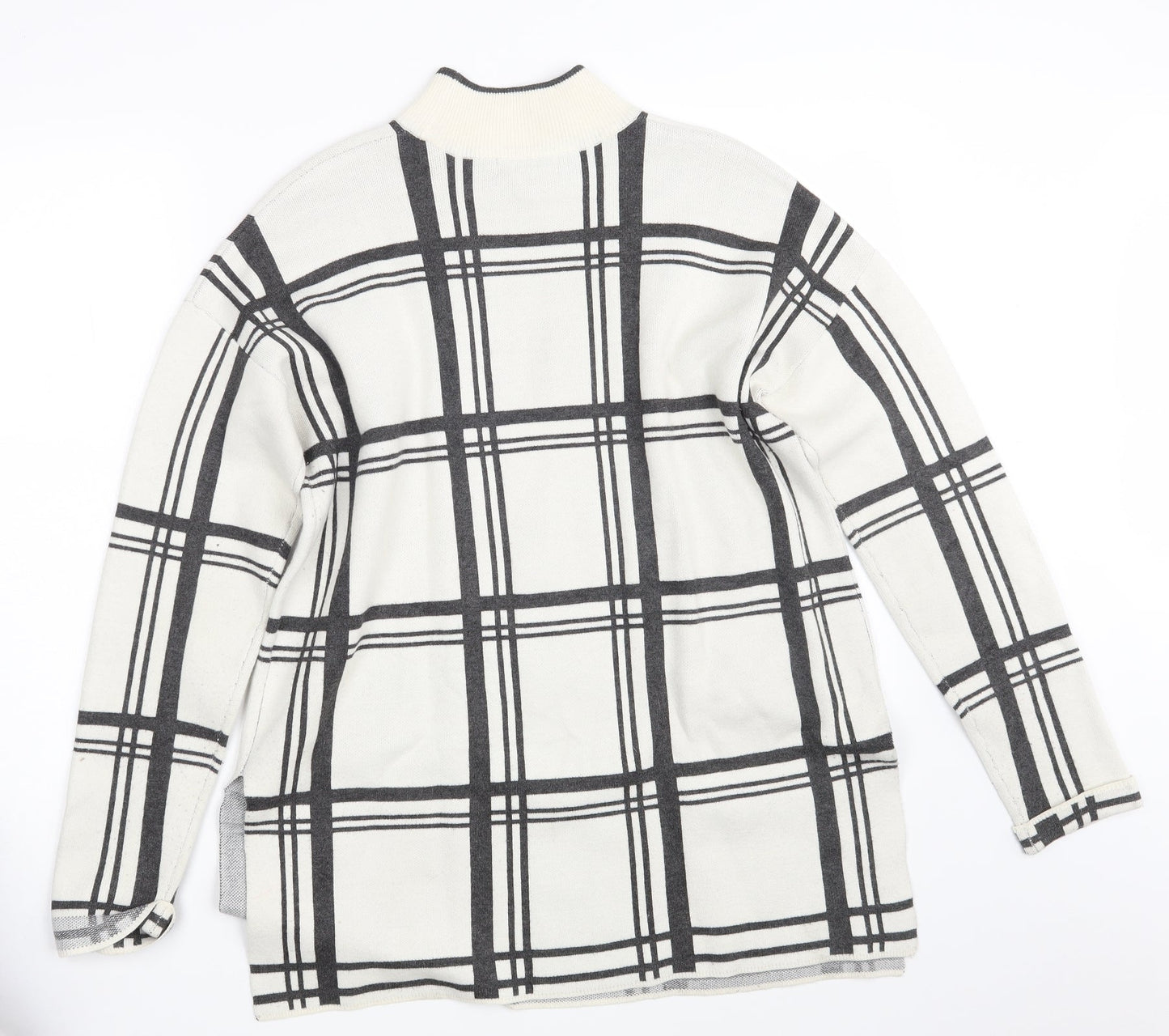 Topshop Womens White Check Knit Pullover Jumper Size 12