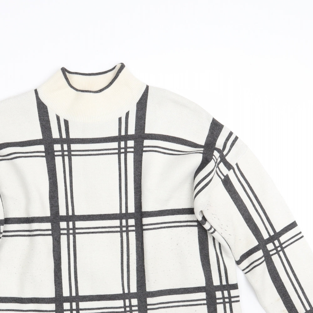 Topshop Womens White Check Knit Pullover Jumper Size 12