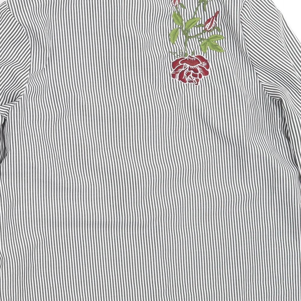 New Look Womens White Striped  Basic Button-Up Size 8