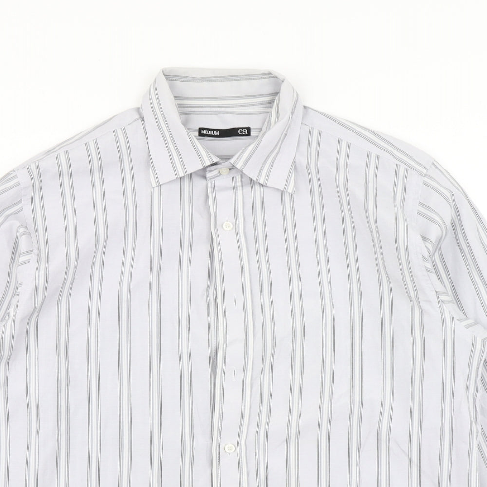 EA Mens Blue Striped   Button-Up Size M