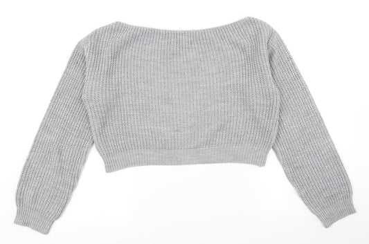 Missguided Womens Grey  Knit Pullover Jumper Size S  - Cropped