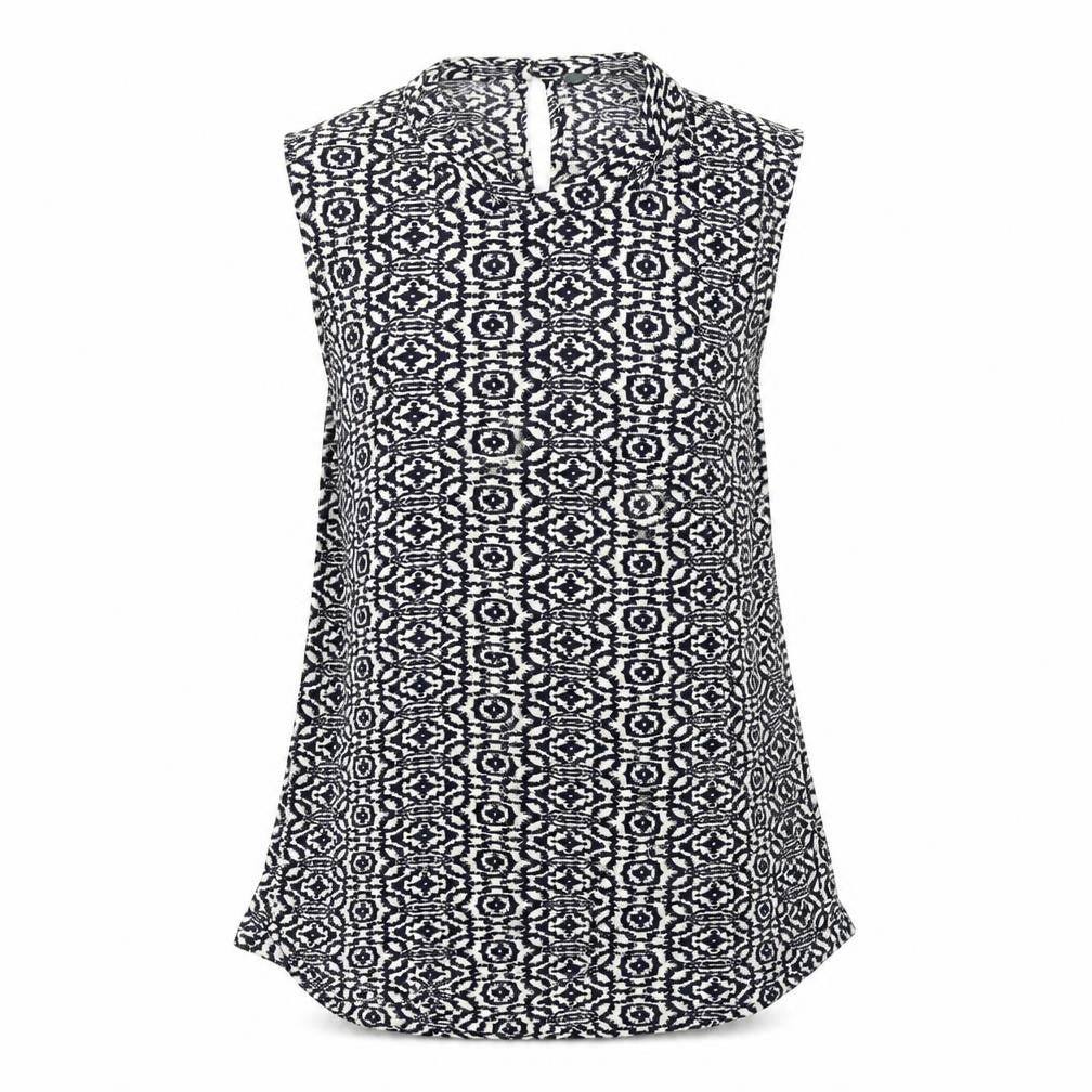 luzuz Womens Black Geometric  Basic Tank Size 6