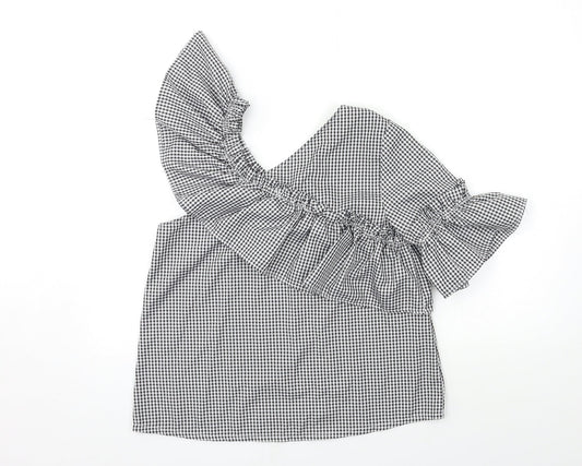 Only Womens Grey Check  Basic Blouse Size M