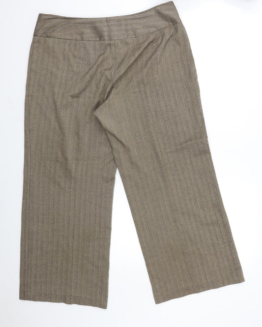 Marks and Spencer Womens Brown Striped  Trousers  Size 16 L28 in