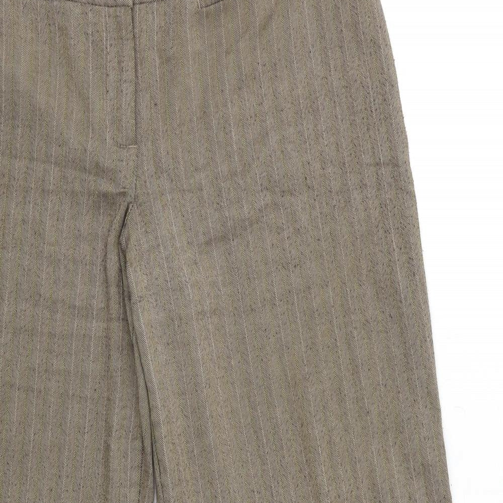 Marks and Spencer Womens Brown Striped  Trousers  Size 16 L28 in