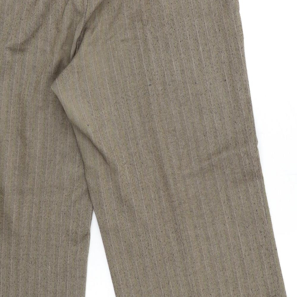 Marks and Spencer Womens Brown Striped  Trousers  Size 16 L28 in