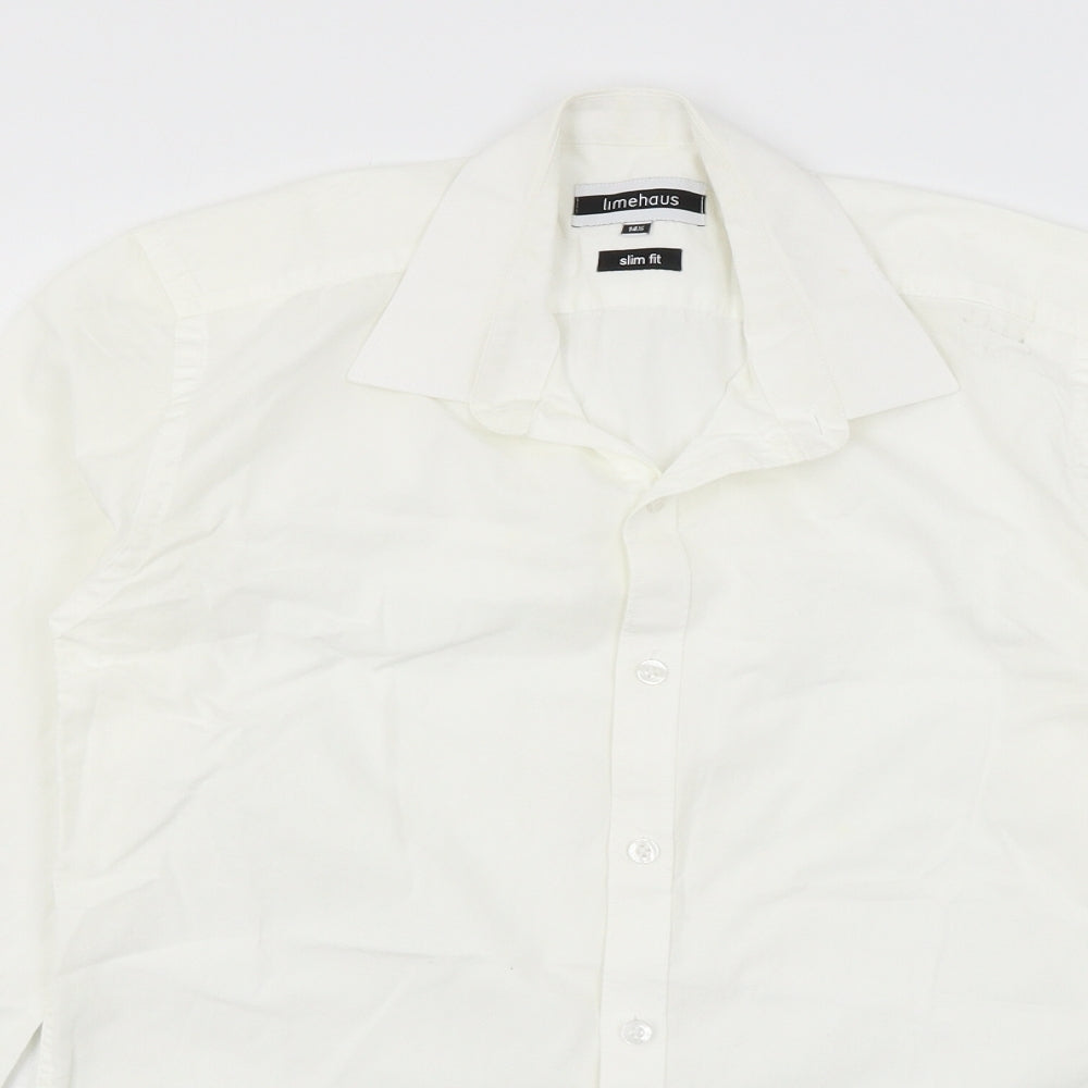 Lime Haus Mens White    Button-Up Size 14.5
