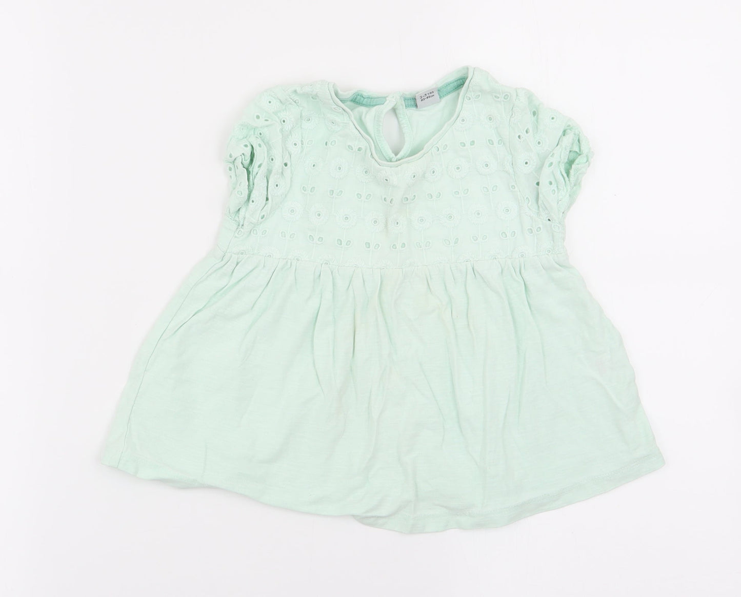 TU Girls Green Floral  Basic Blouse Size 2-3 Years