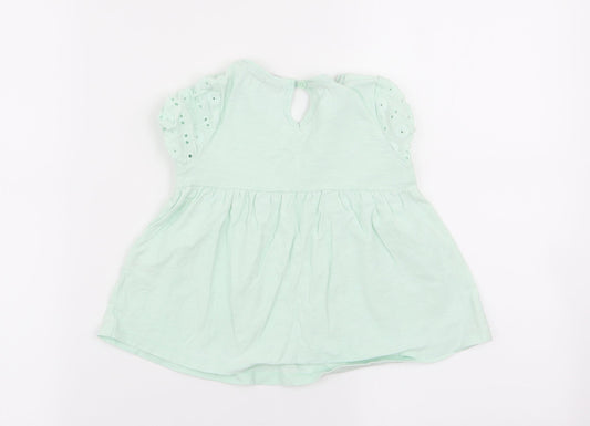TU Girls Green Floral  Basic Blouse Size 2-3 Years