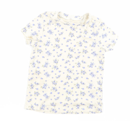 denim and co Girls Beige Fair Isle  Basic T-Shirt Size 4-5 Years