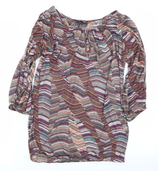 warehouse definitives Womens Multicoloured Geometric  Basic T-Shirt Size 10