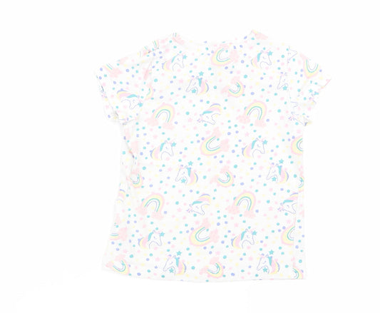 pep and co Girls White Animal Print  Basic T-Shirt Size 3-4 Years
