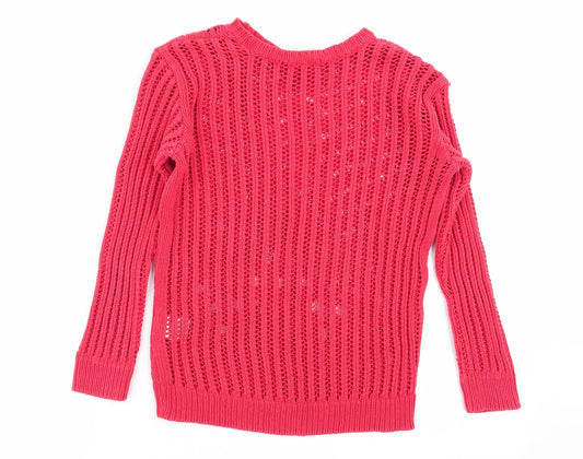 Cooperative Womens Red Geometric  Pullover Jumper Size XS