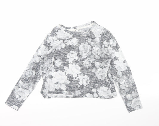 TALLY WEiJL Womens Grey Floral  Pullover Jumper Size XS