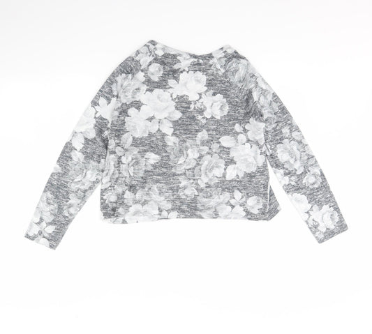 TALLY WEiJL Womens Grey Floral  Pullover Jumper Size XS