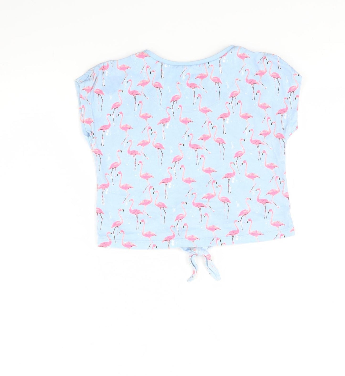 TU Girls Blue Animal Print  Basic T-Shirt Size 4 Years  - Flamingo