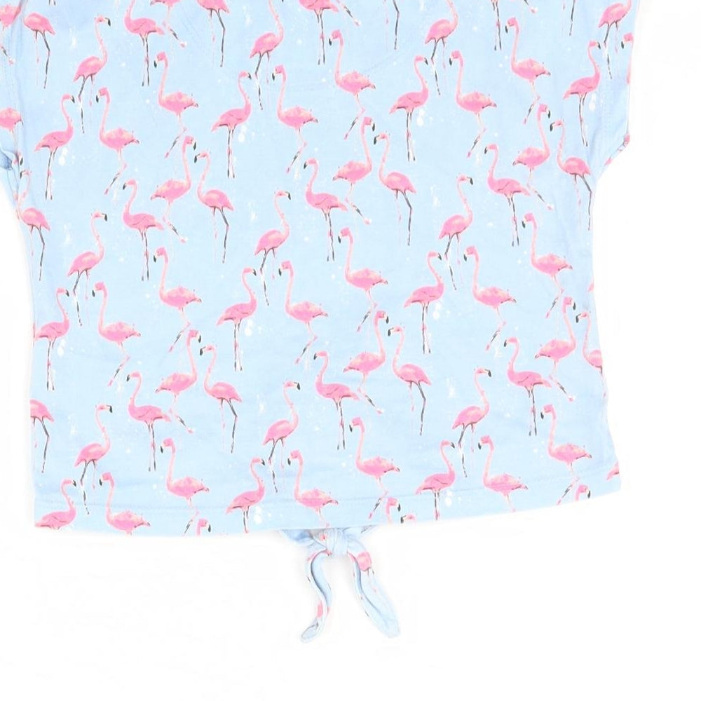 TU Girls Blue Animal Print  Basic T-Shirt Size 4 Years  - Flamingo