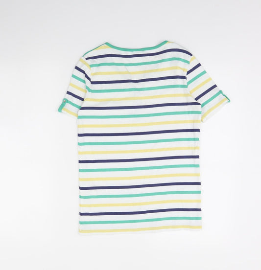 Damart Womens White Striped  Basic Blouse Size 10