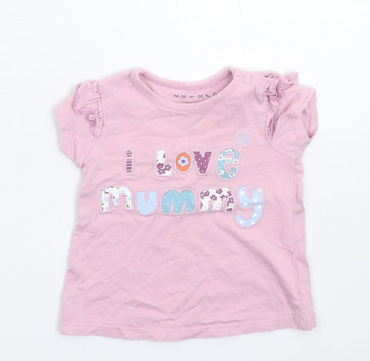 Nutmeg Girls Pink   Basic T-Shirt Size 9-12 Months