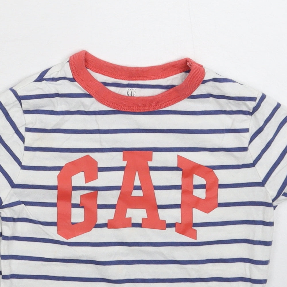 Gap Baby White Striped  Basic T-Shirt Size 24 Months
