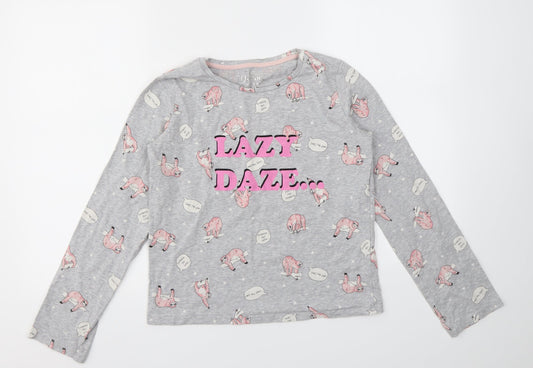 River Island Girls Grey Animal Print  Top Pyjama Set Size 11-12 Years