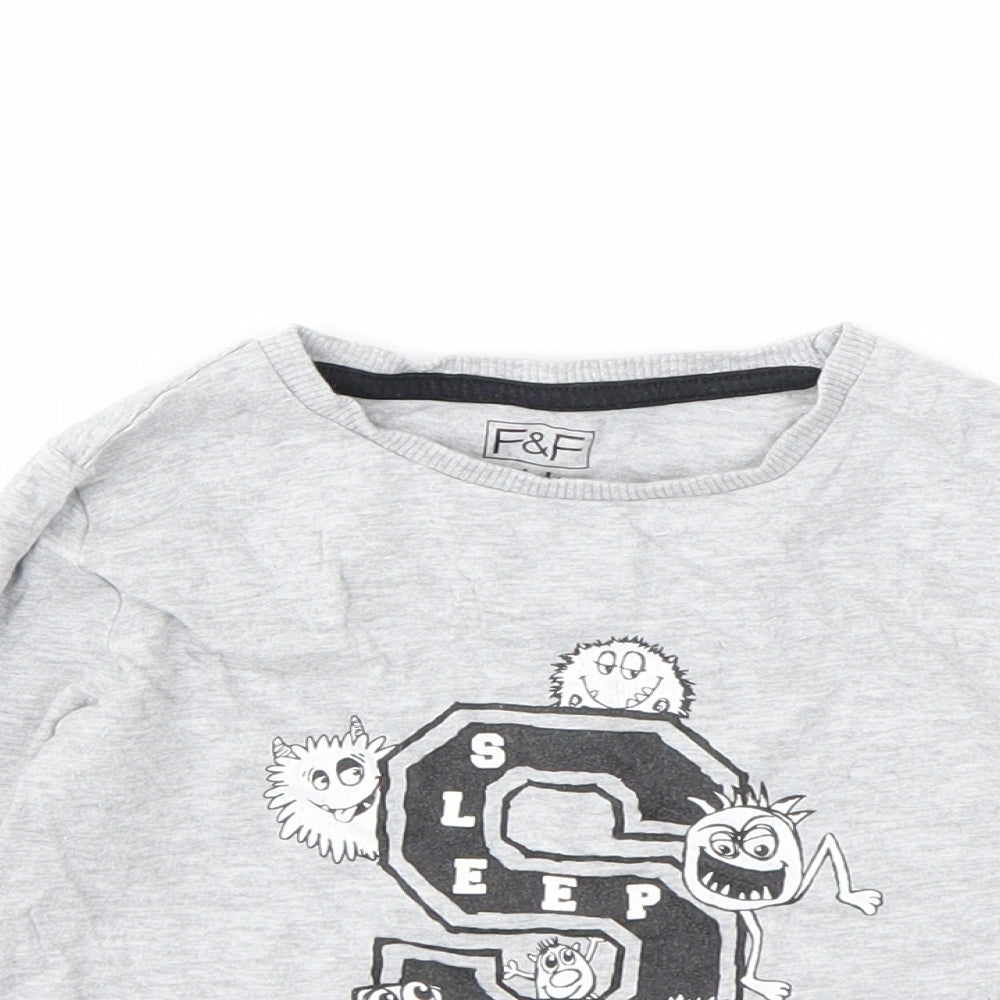 F&F Boys Grey Geometric  Basic T-Shirt Size 3-4 Years