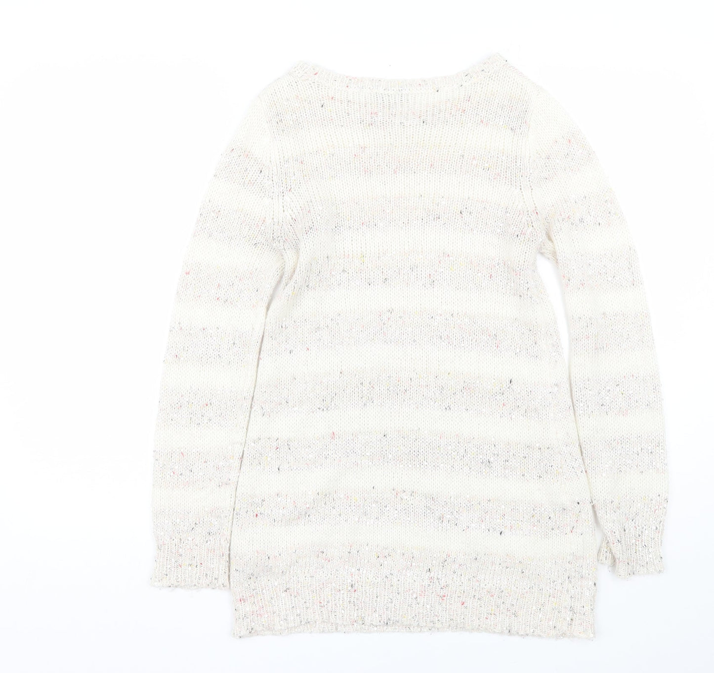 Peacocks Womens White Striped  Pullover Jumper Size 10