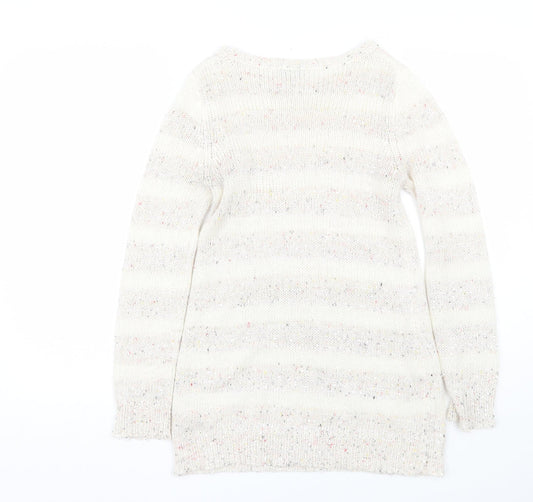 Peacocks Womens White Striped  Pullover Jumper Size 10
