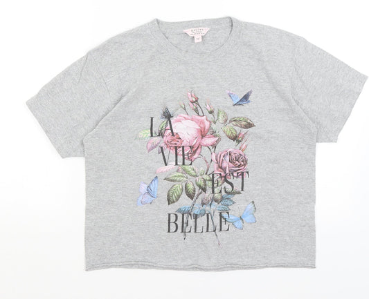 Miss Selfridge Womens Grey   Cropped T-Shirt Size M