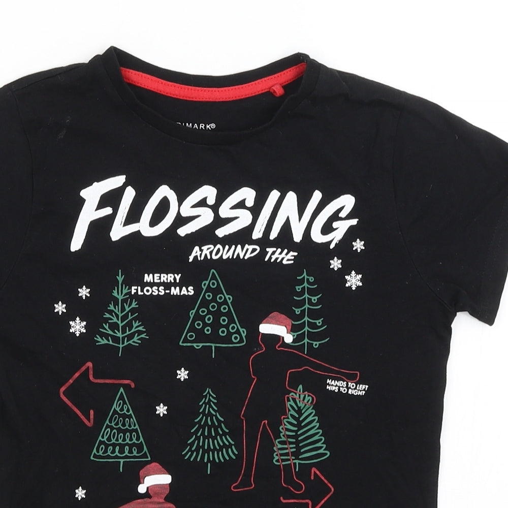Primark Girls Black   Basic T-Shirt Size 7-8 Years  - Flossing