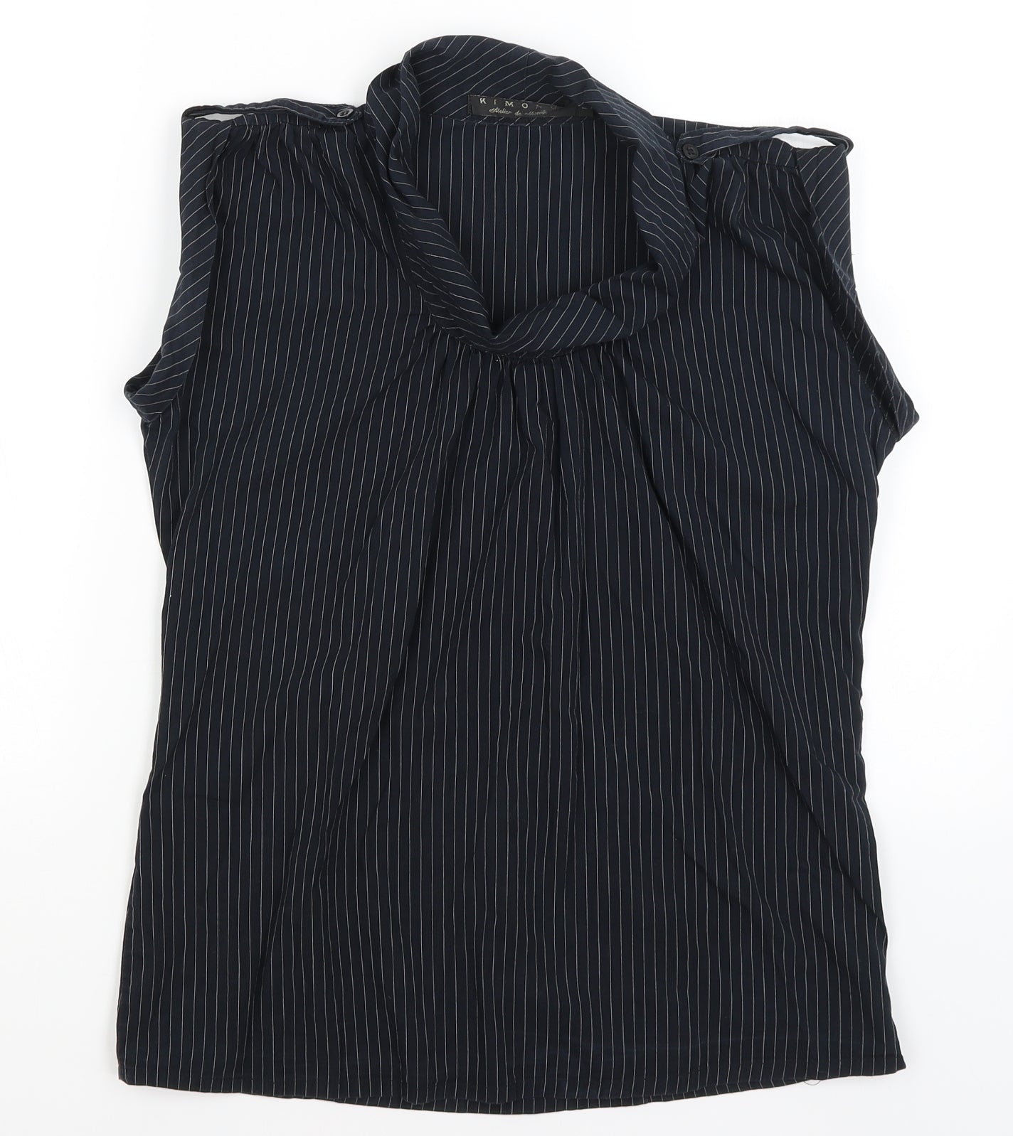 Kimono Womens Black Striped  Tunic T-Shirt Size L