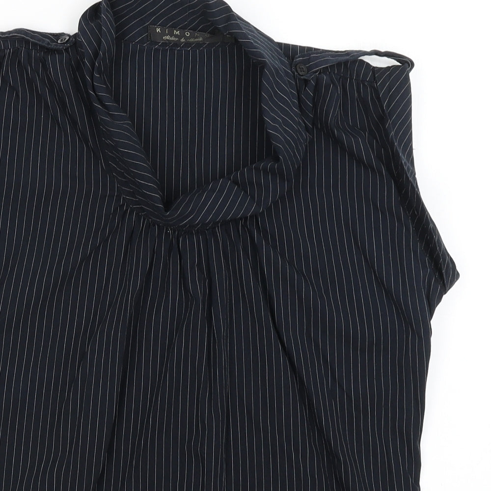 Kimono Womens Black Striped  Tunic T-Shirt Size L
