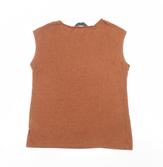 Dorothy Perkins Womens Brown  Knit Pullover Jumper Size 12  - crochet detail