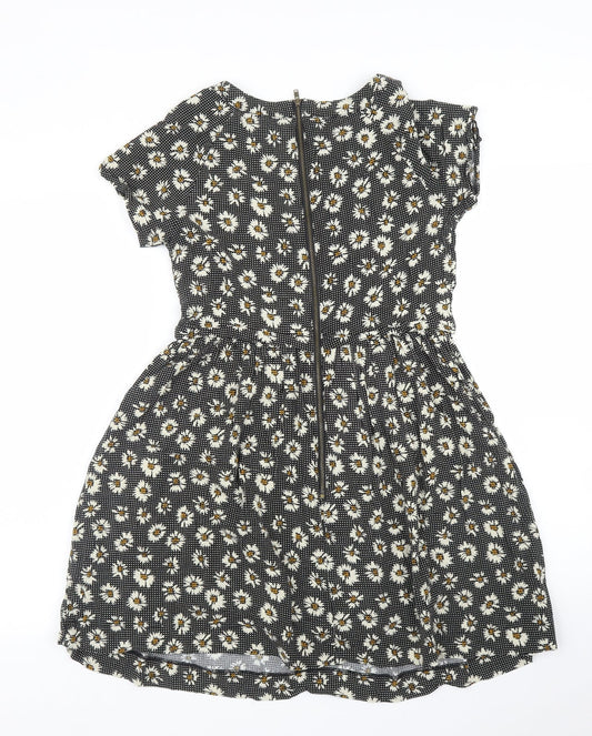Topshop Womens Black Floral  A-Line  Size 6