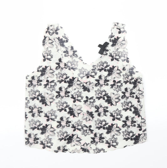 Topshop Womens White Floral  Basic Blouse Size 6