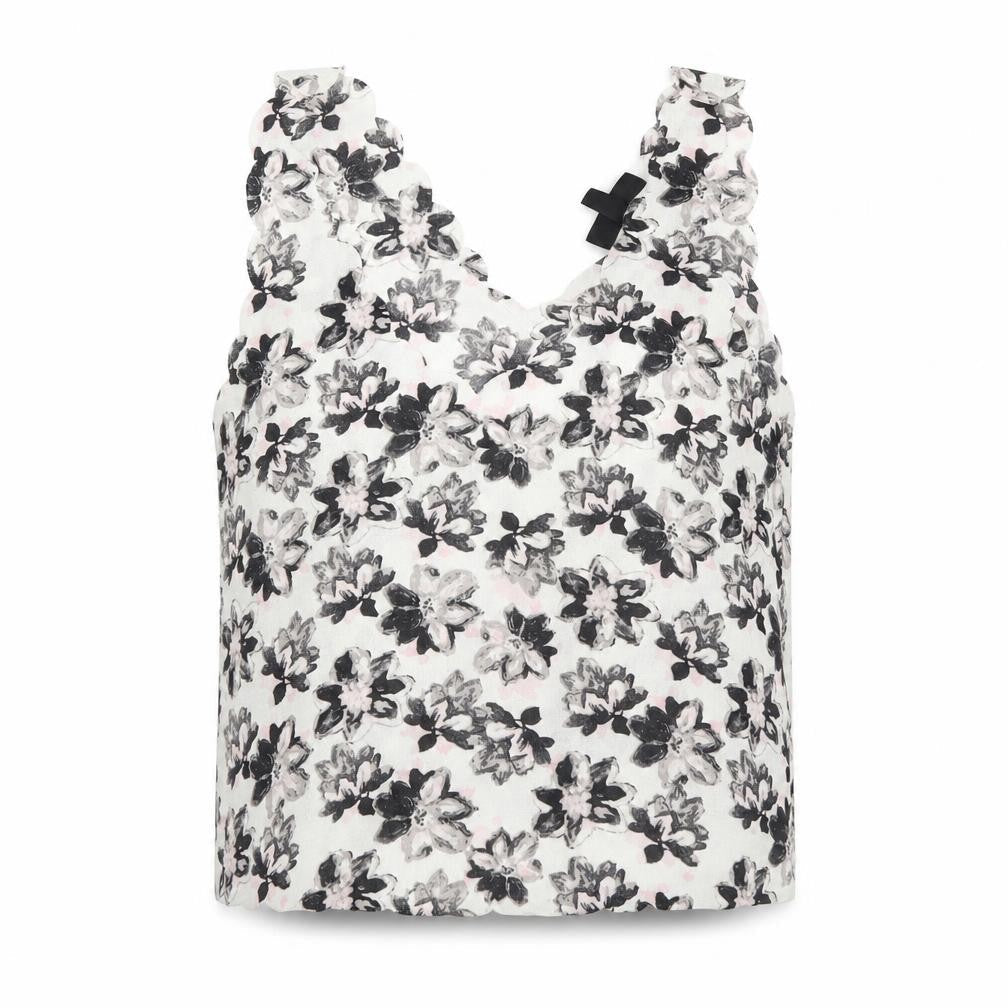 Topshop Womens White Floral  Basic Blouse Size 6