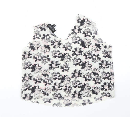 Topshop Womens White Floral  Basic Blouse Size 6