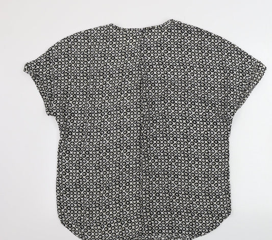 Max Studio Womens White Geometric  Basic Blouse Size L