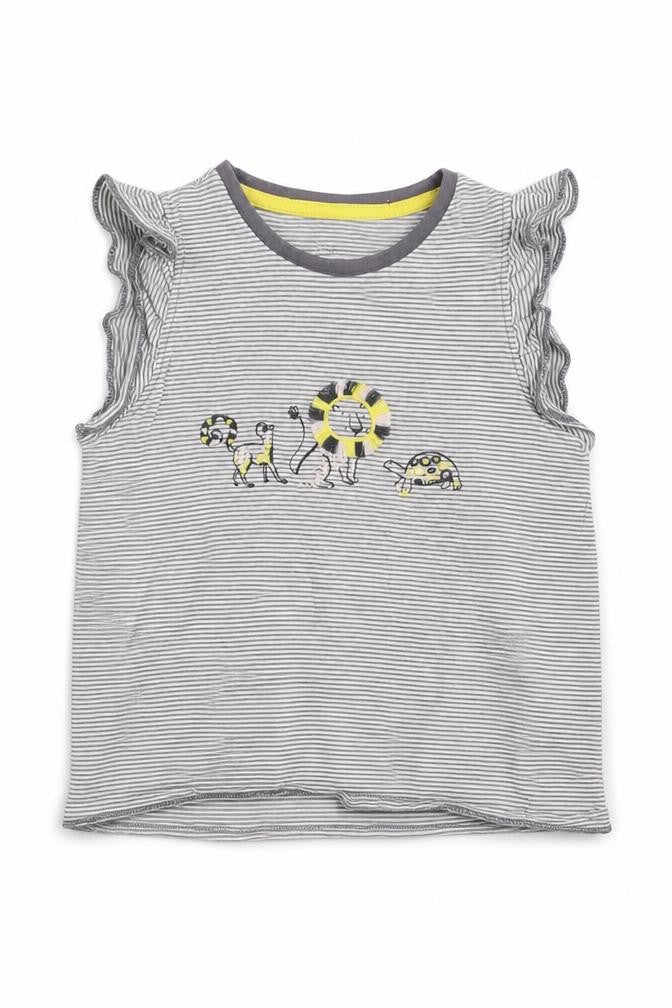 Marks and Spencer  Girls White Striped  Basic T-Shirt Size 6-7 Years