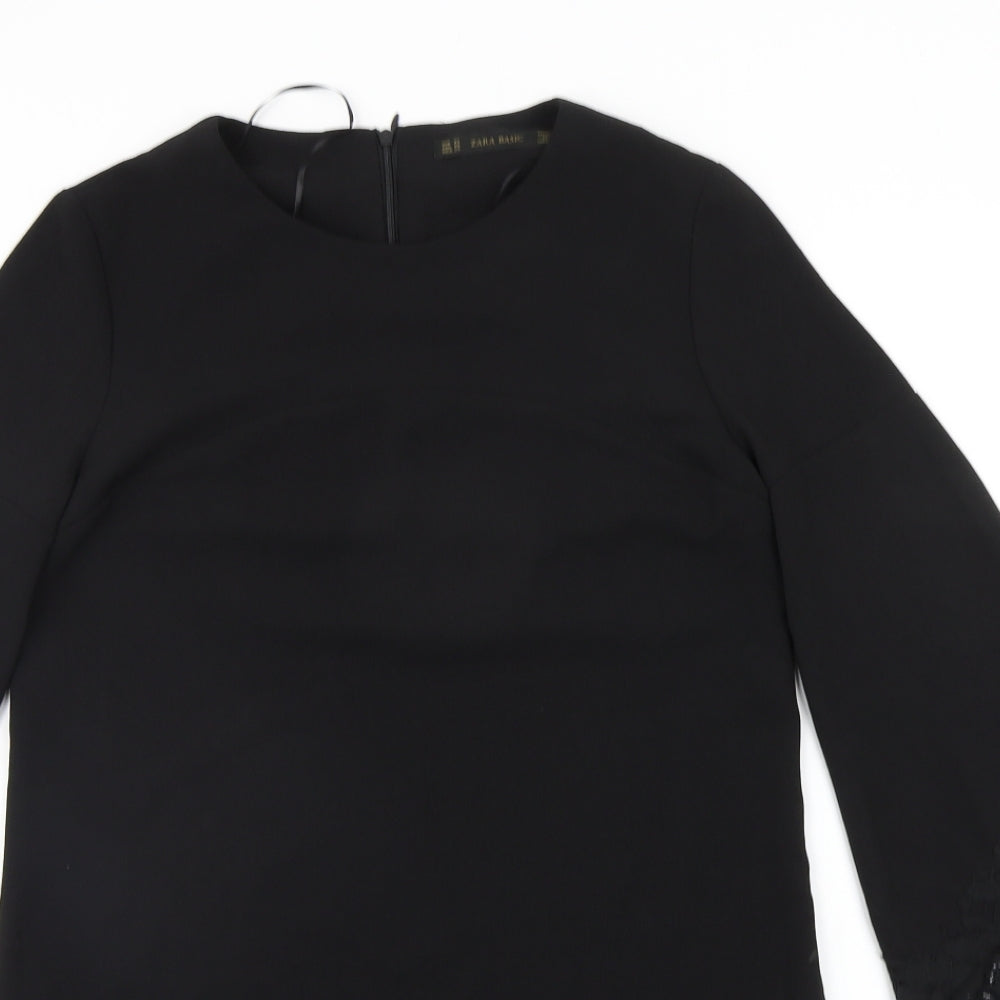 Zara Womens Black Houndstooth  A-Line  Size XS