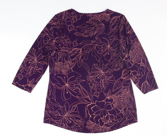 MR MAX  Womens Purple Floral  Basic Blouse Size M
