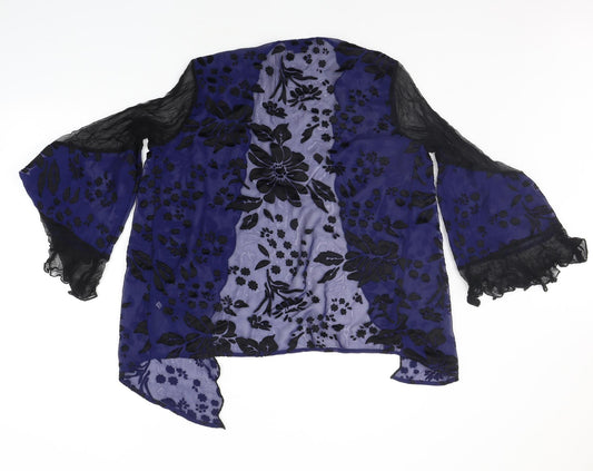 Topshop Womens Blue Floral  Cardigan Jumper Size 8