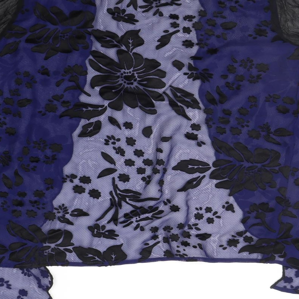 Topshop Womens Blue Floral  Cardigan Jumper Size 8