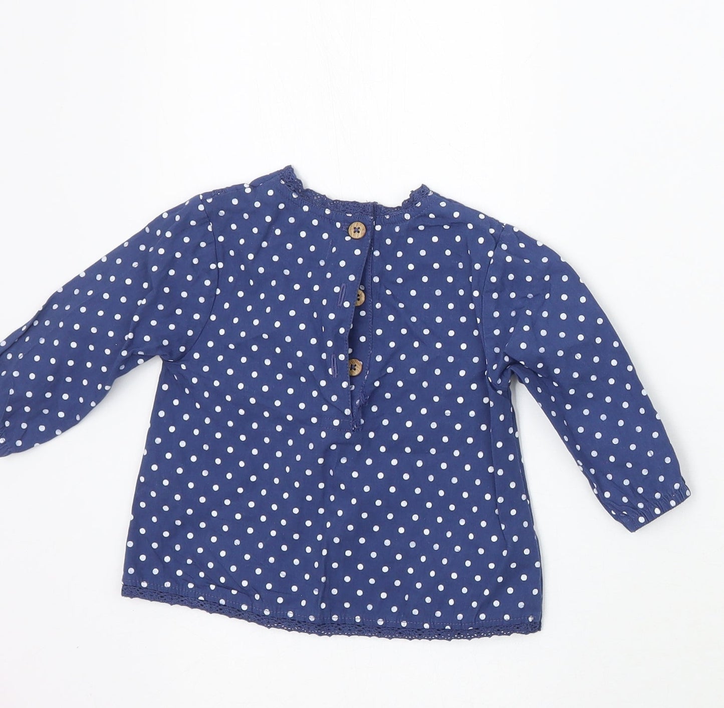 Ladybird Girls Blue Polka Dot  Basic Blouse Size 3-6 Months