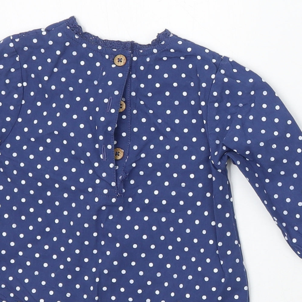Ladybird Girls Blue Polka Dot  Basic Blouse Size 3-6 Months