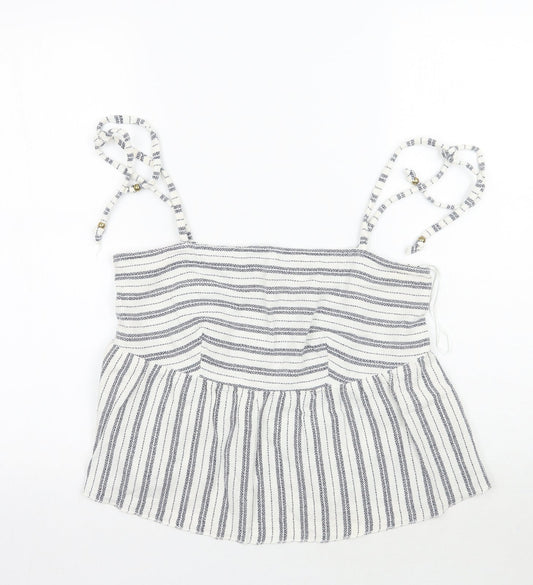 falmer heritage Womens White Striped  Basic Tank Size 10